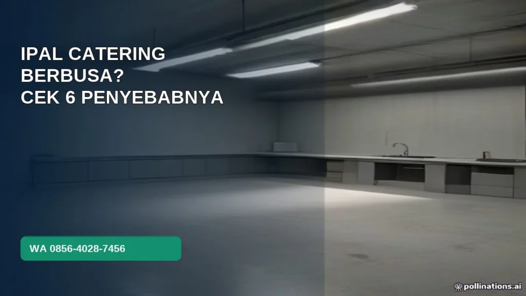 Petugas memeriksa bak IPAL catering yang menghasilkan busa